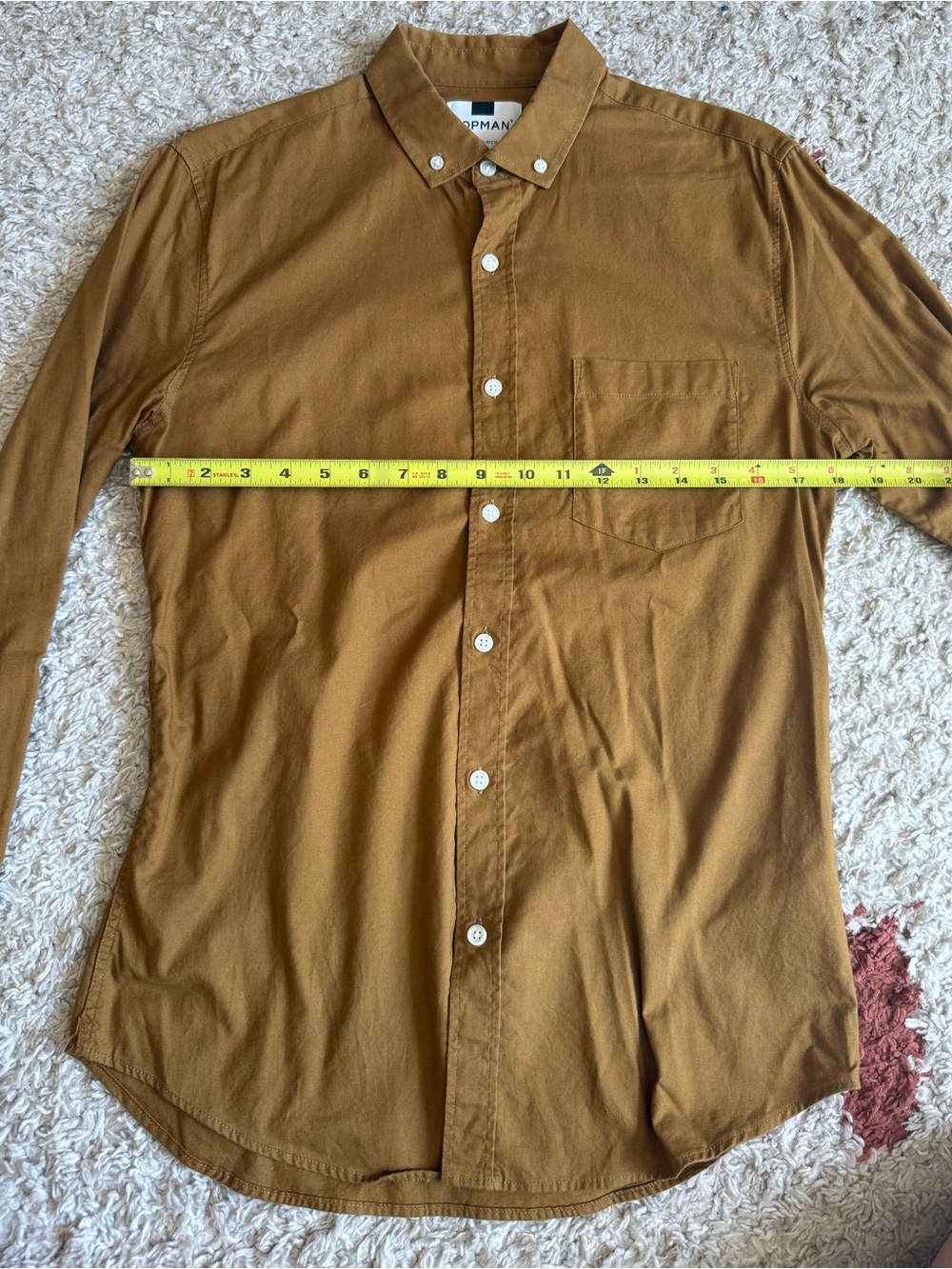 Topman Button-Down Long Sleeve Shirt in Caramel Brown